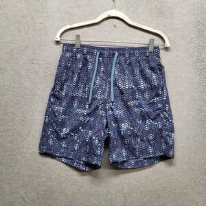 SAXX‎ Men Activewear Shorts S Navy Nylon Polyester Swimwear Geometric Cannonball